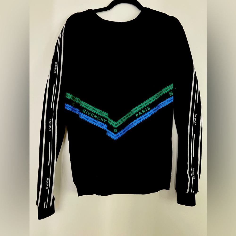 Givenchy Black sweater with blue green white detailing